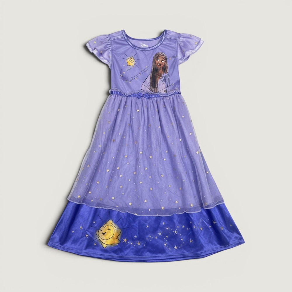 Disney Wish Asha Princess Costume Dress Nightgown Girls 6 Purple Fantasy Gown